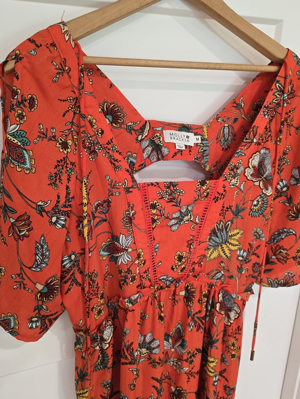 Molly Bracken Dress Women's M Peasant Bohemian Boho Floral Feminine Colorful